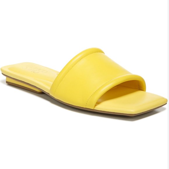 Franco Sarto Shoes - FRANCO SARTO CAVEN LEATHER SQUARE TOE SLIDE SANDALS